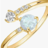 14K Gold Plated Adjustable Created Opal Rings | Stacking Rings | Gold Rings for Women.