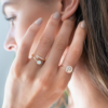 14K Gold Plated Adjustable Created Opal Rings | Stacking Rings | Gold Rings for Women. - Image 3