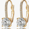 Ladies 1 Carat Diamond Pendant Earrings 18K Gold Plated Cubic Zirconia Hanging Lever Bridal Earrings Girls and Women's Fashion Jewelry