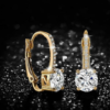 Ladies 1 Carat Diamond Pendant Earrings 18K Gold Plated Cubic Zirconia Hanging Lever Bridal Earrings Girls and Women's Fashion Jewelry - Image 3