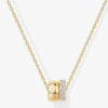 14K Gold Plated Cubic Zirconia Rondelle Pendant Necklace for Women | Two-Toned Dainty CZ Necklaces