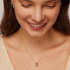 14K Gold Plated Cubic Zirconia Rondelle Pendant Necklace for Women | Two-Toned Dainty CZ Necklaces - Image 3